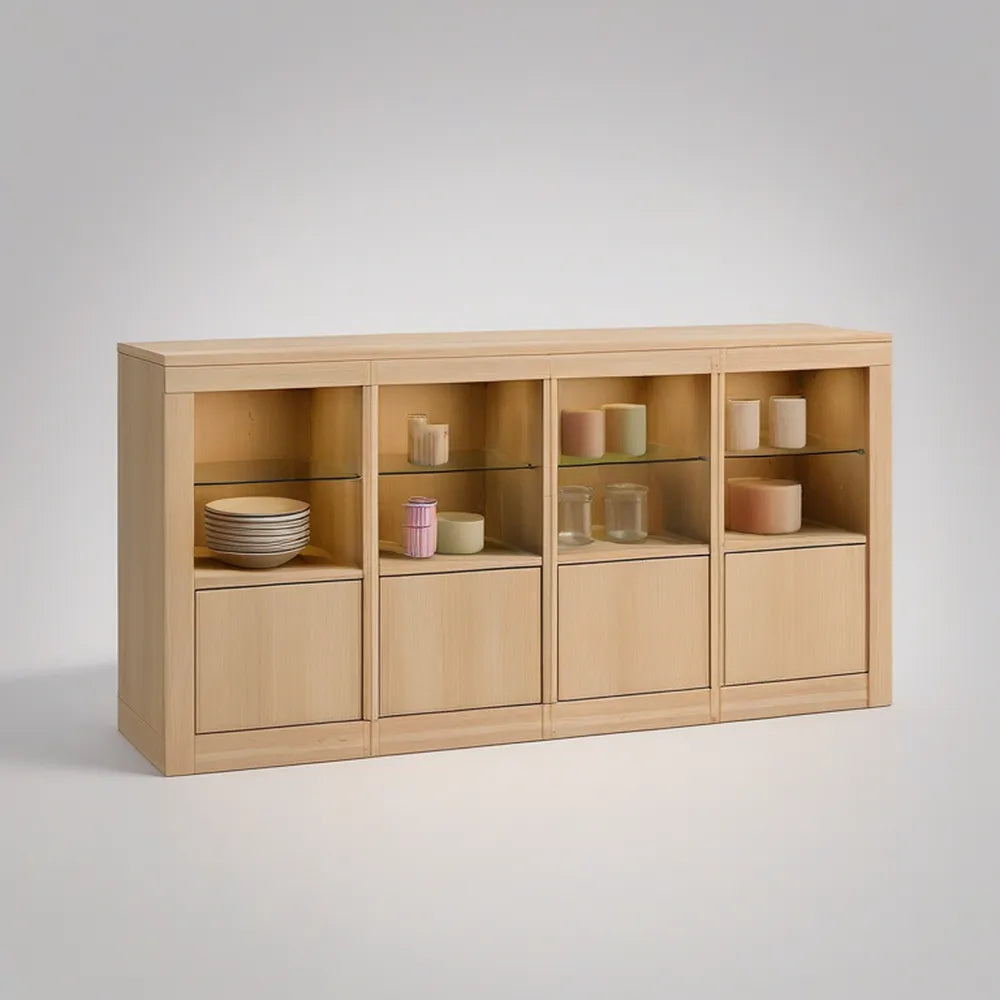 Příborník 180 × 40 × 90 cm z MDF s dubovou dýhou, světlý dub